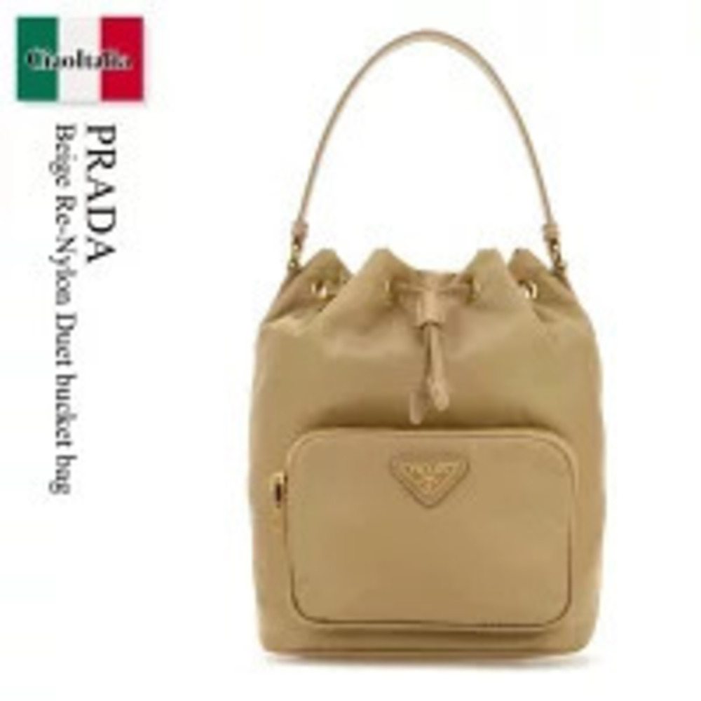 Prada Bag Beige Re Duet Bucket Shoulder Pouch